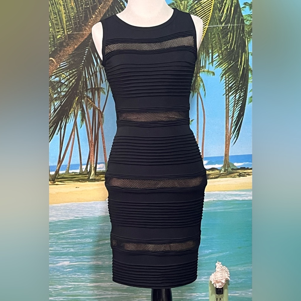 Calvin Klein Black Textured Midi Dress